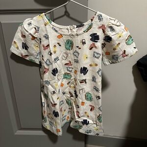 Fábula (FARM Rio for kids) Cream Travel Print Dress for Girls - Size: 2 years